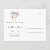 Elegant Iris floral Wedding Save the Date Postkarte (Rückseite)
