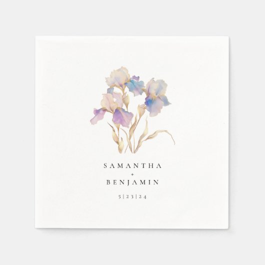 Elegant Iris Floral Wedding Serviette (Vorderseite)