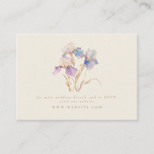Elegant Iris Floral Wedding Website UAWG Begleitkarte (Vorderseite)