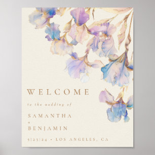 Elegant Iris Floral Wedding Welcome Poster