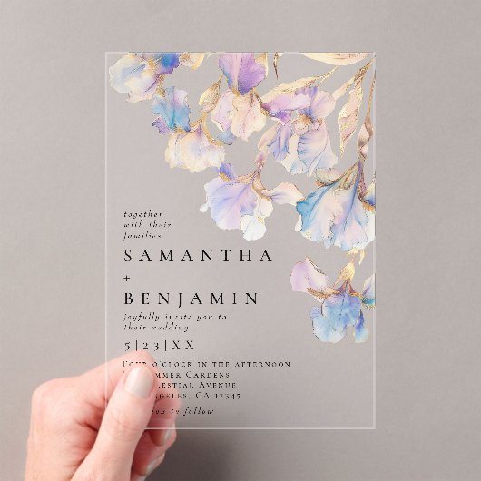 Elegant Iris Wedding Acryleinladungen (Insitu (Handheld))