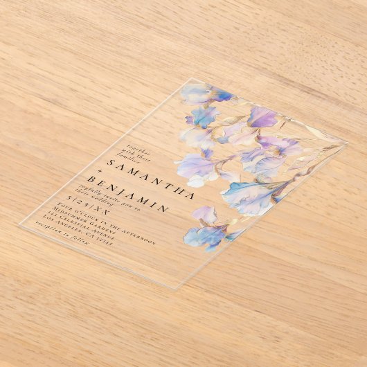 Elegant Iris Wedding Acryleinladungen (Ablage )