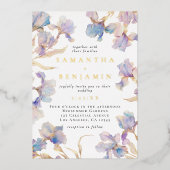 Elegant Iris Wedding Folieneinladung (Vorderseite)