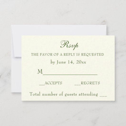 Elegant Irish Green Ivory Wedding Classic UAWG RSVP Karte (Vorderseite)