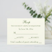 Elegant Irish Green Ivory Wedding Classic UAWG RSVP Karte (Stehend Vorderseite)