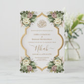 Elegant Islamic Floral Nikah Einladung (Stehend Vorderseite)