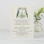 Elegant Islamic Floral Wedding Arch Nikah Einladung (Stehend Vorderseite)