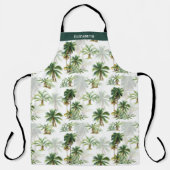 Elegant Island Palm Tree Floral Monogram Schürze (Vorderseite)