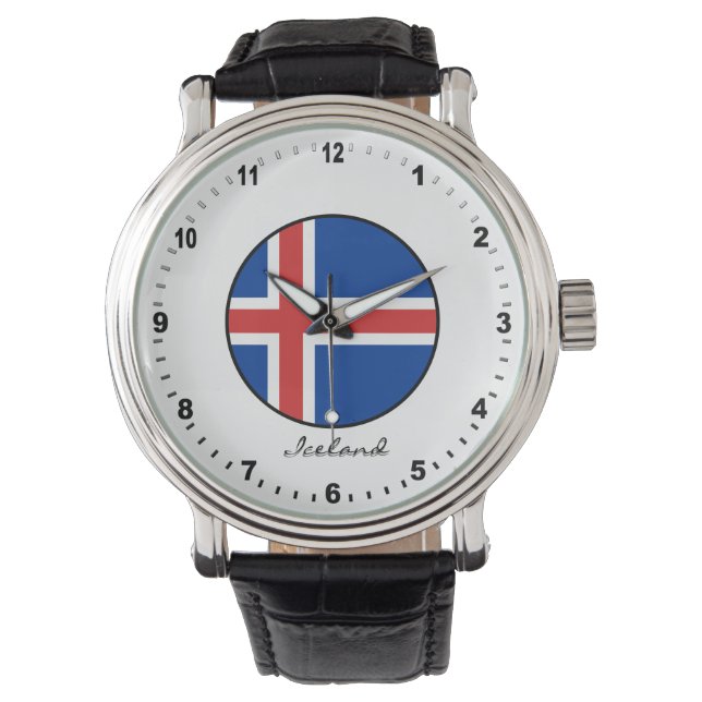 Elegant Island Watch & isländische Flagge Armbanduhr (Vorderseite)