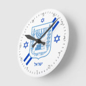 Elegant Israel Clock & Israeli Flag, Hebrew No's Runde Wanduhr (Winkel)