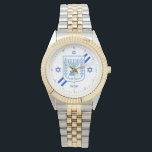 Elegant Israel Watch & Israeli Flag, Hebräisch No' Armbanduhr<br><div class="desc">Watch: Elegante israelische Fashion-Uhr & israelische Flagge mit hebräischen Ziffern und personalisiertem Text / Name - Liebe meines Landes,  Geburtstage - Hochzeitsgeschenke,  Patrioten-Haus / Sportfans</div>