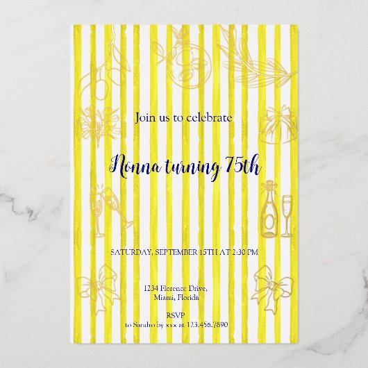 Elegant Italian Birthday  Folieneinladung (Vorderseite)