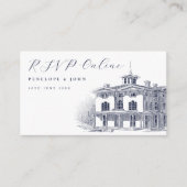 Elegant Italian Villa Illustration Wedding Website Begleitkarte (Vorderseite)