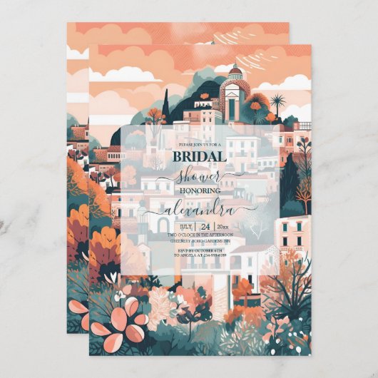 Elegant Italy Capri Destination Brautparty Einladung (Vorne/Hinten)