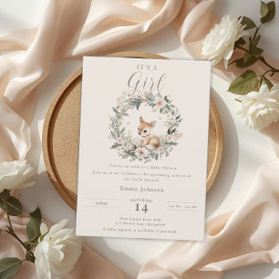 Elegant It's a Girl Baby Shower Florale Hirsch Einladung