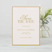 Elegant Ivory and Gold Old Money Wedding Save The Date (Stehend Vorderseite)
