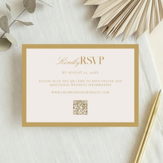 Elegant Ivory and Gold Wedding RSVP Karte