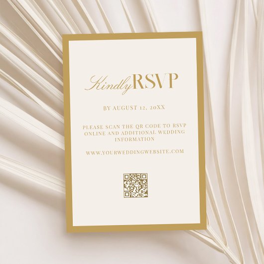 Elegant Ivory and Gold Wedding RSVP Karte
