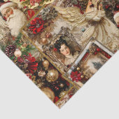 Elegant Ivory and Red Victorian Christmas Collage Seidenpapier (Detail)