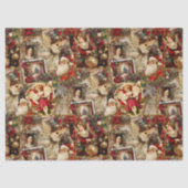 Elegant Ivory and Red Victorian Christmas Collage Seidenpapier (Vorderseite)