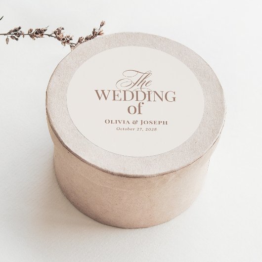 Elegant Ivory and Taupe | Luxe Neutral Wedding Runder Aufkleber