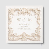 Elegant Ivory Baroque Square Gästebuch (Rückseite)