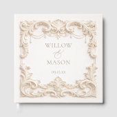 Elegant Ivory Baroque Square Gästebuch (Vorderseite)