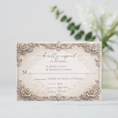 Elegant Ivory Baroque Wedding Response Card RSVP Karte (Stehend Vorderseite)
