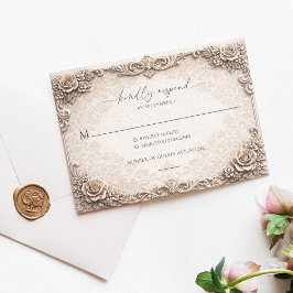 Elegant Ivory Baroque Wedding RSVP Response Card