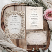 Elegant Ivory Baroque Wedding RSVP Response Card Karte