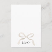 Elegant Ivory Beige Bow Monogram Wedding Details Begleitkarte (Rückseite)