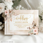 Elegant Ivory Beige Gold Boho Wedding Gästebuch