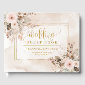 Elegant Ivory Beige Gold Boho Wedding Gästebuch (Vorderseite)