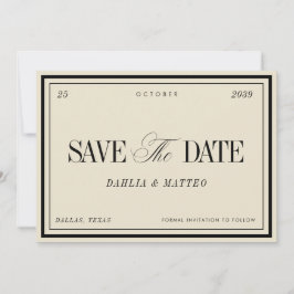 Elegant Ivory & Black Vintage Retro Wedding Save The Date
