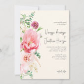 Elegant Ivory Blush Pink Blumenschrift Einladung (Vorderseite)