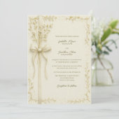 Elegant Ivory Bow and Botanical Floral Wedding Einladung (Stehend Vorderseite)