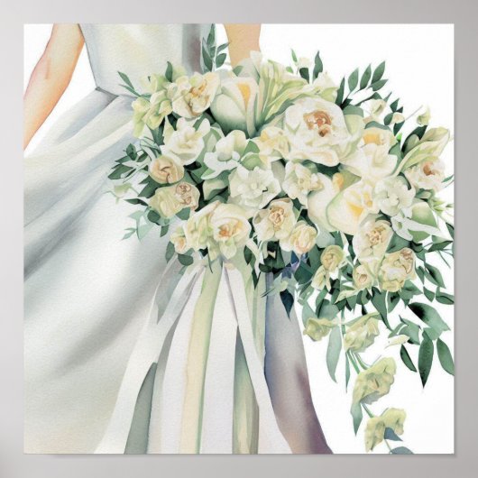 Elegant Ivory, Bridal Cascading Bouquet 2, Poster (Vorne)