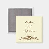 Elegant Ivory/Brown Wedding Magnet Gefallen (Vorderseite/Rückseite)