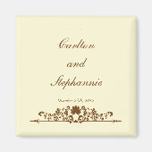 Elegant Ivory/Brown Wedding Magnet Gefallen (Vorne)