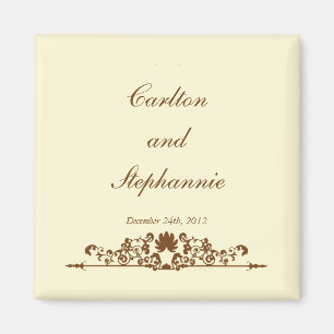 Elegant Ivory/Brown Wedding Magnet Gefallen