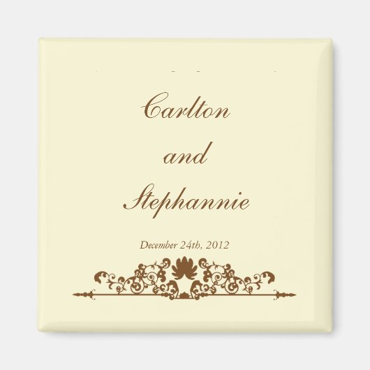 Elegant Ivory/Brown Wedding Magnet Gefallen (Vorne)