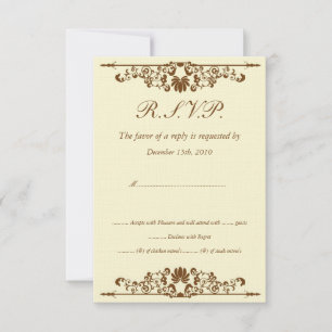 Elegant Ivory/Brown Wedding RSVP Einladung