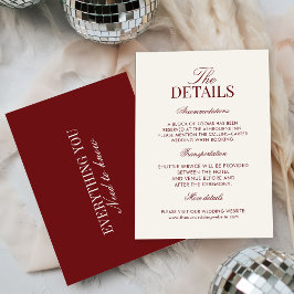 Elegant Ivory Burgundy Wedding  Begleitkarte