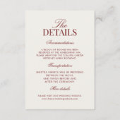 Elegant Ivory Burgundy Wedding Begleitkarte (Vorderseite)