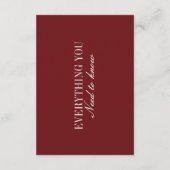 Elegant Ivory Burgundy Wedding  Begleitkarte (Rückseite)