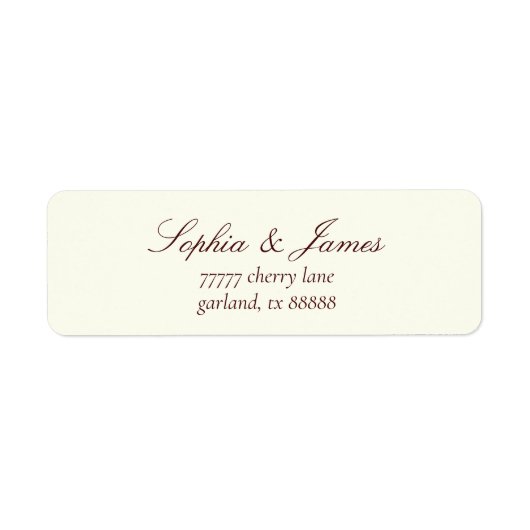 Elegant Ivory Burgundy Wedding Return Address (Vorne)