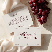 Elegant Ivory & Burgundy Wedding Welcome Card Einladung