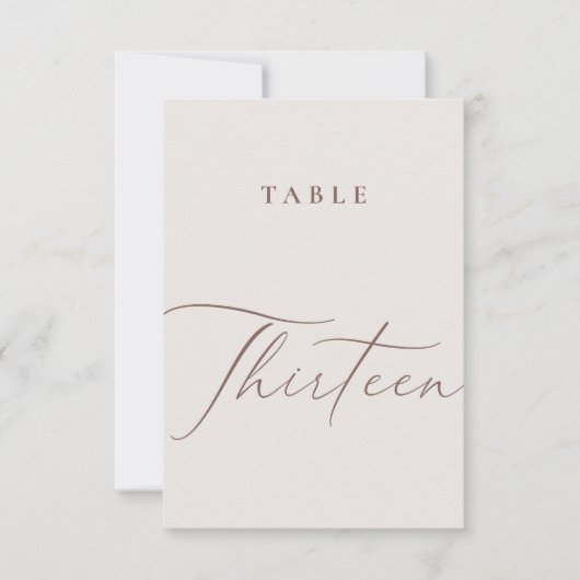 Elegant Ivory Calligraphy Dreizehn Tischnummern (Vorderseite)