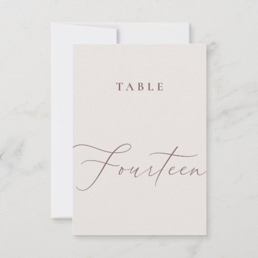 Elegant Ivory Calligraphy Vierzehn Tischnummer (Rückseite)