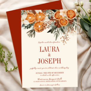 Elegant Ivory Citrus Floral Wedding Einladung
